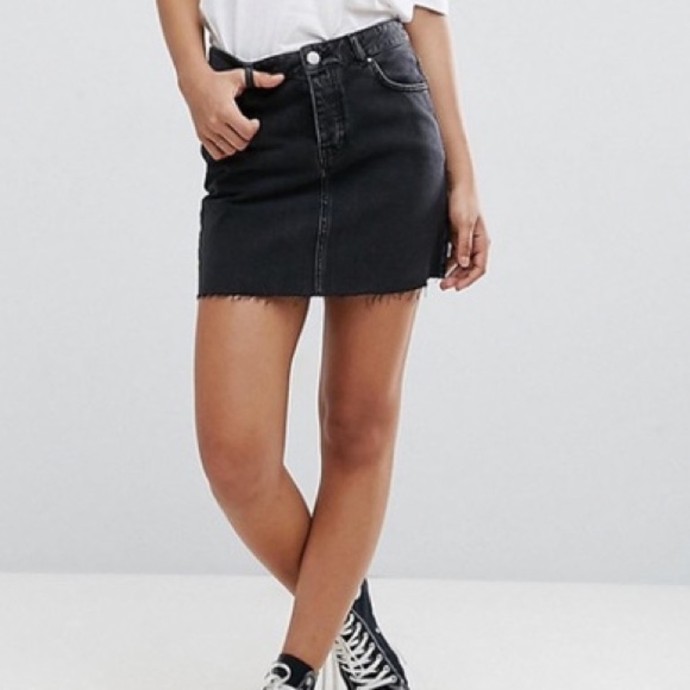 Black Denim Mini Skirt - Women